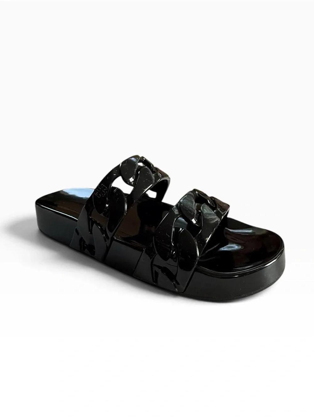 Tory Burch Adrien Jelly Slide Women's Black Chain Sandals Size 9 New
